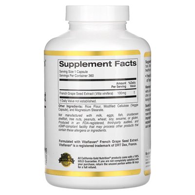 California Gold Nutrition, französischer Traubenextrakt, Vitaflavan, 100 mg, 360 vegetarische Kapseln