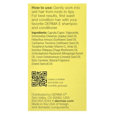 Derma E, Styling Hair Repair Oil, 1 Fl Oz (30 ml) Derma E, Styling Hair Repair Oil, 1 Fl Oz (30 ml)