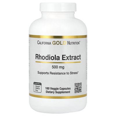 California Gold Nutrition, Rhodiola Extract, 500 mg, 180 kapsułek wegetariańskich