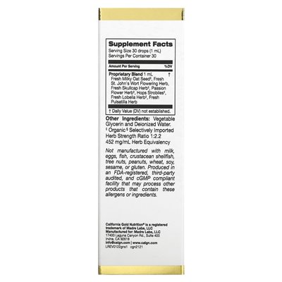 California Gold Nutrition, dobranoc sleep, 1 Fl Oz (30 ml)