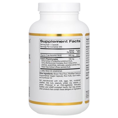 California Gold Nutrition, Total C Complex, 500 mg, 240 vegetarische Kapseln