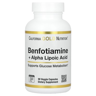 California Gold Nutrition, Benfotiamine + Alpha Lipoic Acid, 90 kapsułek wegetariańskich