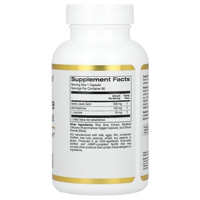 California Gold Nutrition, Benfotiamine + Alpha Lipoic Acid, 90 kapsułek wegetariańskich