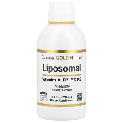 California Gold Nutrition, Liposomales Vitamin A, D3, E & K2, Ananas, 8,5 Fl Oz (250 ml) California Gold Nutrition, Liposomales Vitamin A, D3, E & K2, Ananas, 8,5 Fl Oz (250 ml)