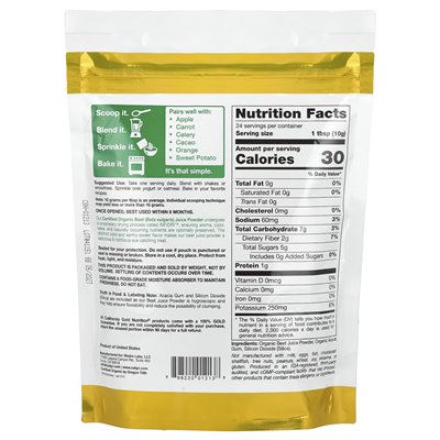 California Gold Nutrition, Superfoods, organiczny sok z buraków proszkowy, 8,5 uncji (240 g)