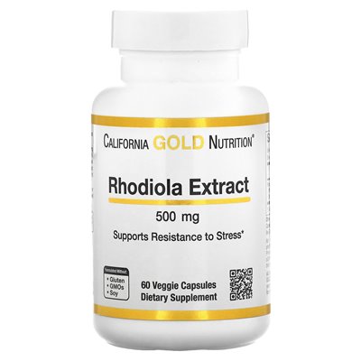 California Gold Nutrition, Rhodiola Extract, 500 mg, 60 kapsułek wegetariańskich
