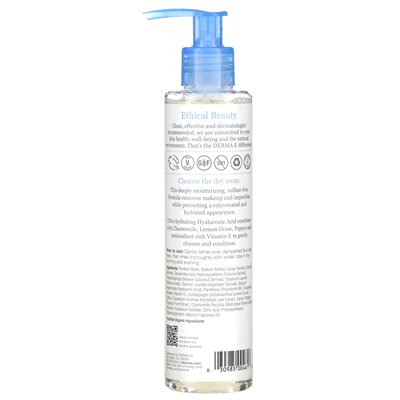 Derma E, Feuchtigkeitsspendendes, sanftes Reinigungsmittel, Hyaluronsäure, 6 fl oz (175 ml)
