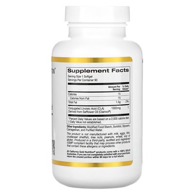 California Gold Nutrition, CLA, Conjugated Linoleic Acid, 1000mg, 90 Soft