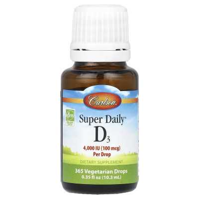 Carlson, Super Daily® D3, 100 mcg (4000 IE), 0,35 Fl Oz (10,3 ml)
