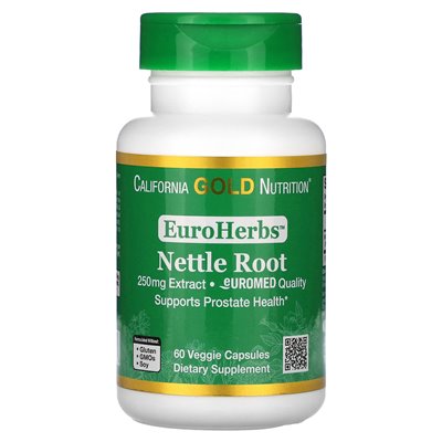 California Gold Nutrition, EuroHerbs, ekstrakt z korzenia pokrzywy, jakość Euromedu, 250 mg, 60 kapsułek wegetariańskich California Gold Nutrition, EuroHerbs, ekstrakt z korzenia pokrzywy, jakość Euromedu, 250 mg, 60 kapsułek wegetariańskich