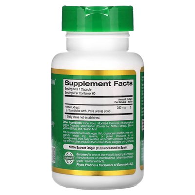 California Gold Nutrition, EuroHerbs, ekstrakt z korzenia pokrzywy, jakość Euromedu, 250 mg, 60 kapsułek wegetariańskich California Gold Nutrition, EuroHerbs, ekstrakt z korzenia pokrzywy, jakość Euromedu, 250 mg, 60 kapsułek wegetariańskich