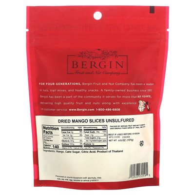 Bergin Fruit and Nut Company, Mangoes, Dried Slices, 4.5 oz (127 g)