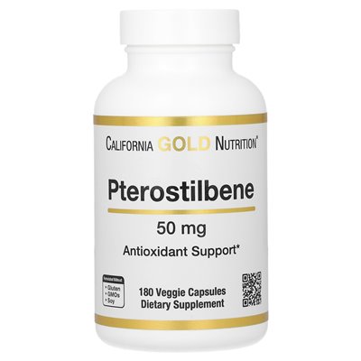 California Gold Nutrition, Pterostilbene, 50 mg, 180 Vegetarian Capsules