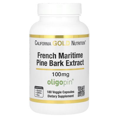 California Gold Nutrition, French Maritime Pine Bark, Oligopine, 100mg, 180 Vegetarian Capsules