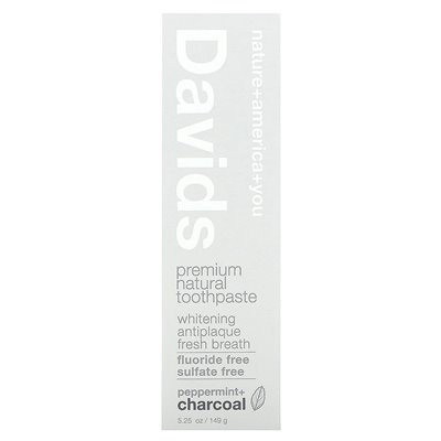 Davids, Premium Natural Natural Pastase, Peppermint + węgiel, 5,25 uncji (149 g)