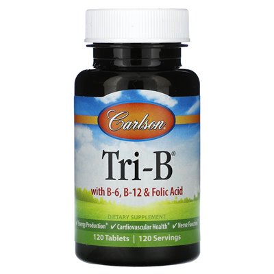 Carlson, TRI-B with B-6, B-12 and Folic Acid, 120 Tablets