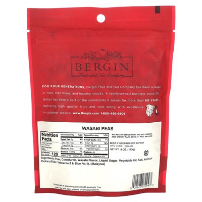 Bergin Fruit and Nut Company, Peas, Wasabi, 4 uncje (113 g)