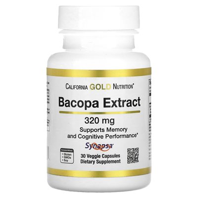 California Gold Nutrition, Bacopa Extract, 320mg, 30 Vegetarian Capsules