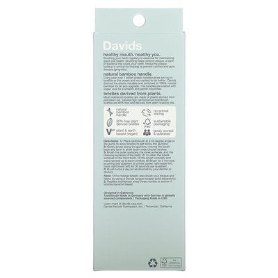 Davids Natural Toothpaste, Premium Bamboo Toothbrush, Soft, Adult, 3 Toothbrushes Davids Natural Toothpaste, Premium Bamboo Toothbrush, Soft, Adult, 3 Toothbrushes