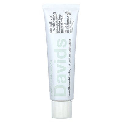 Davids Natural Toothpaste, Premium Toothpaste, Sensitive + Whitening, Natural Peppermint, 1.75 oz (50 g) Davids Natural Toothpaste, Premium Toothpaste, Sensitive + Whitening, Natural Peppermint, 1.75 oz (50 g)