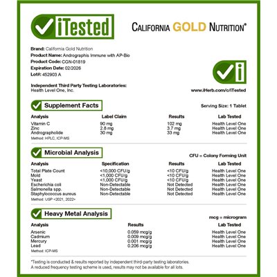 California Gold Nutrition, andrographis odporne na AP-bio, 100 mg, 120 tabletek California Gold Nutrition, andrographis odporne na AP-bio, 100 mg, 120 tabletek