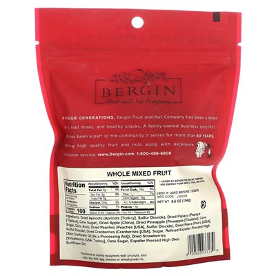 Bergin Fruit and Nut Company, Ganzes gemischtes Obst, 6,5 oz (184 g)