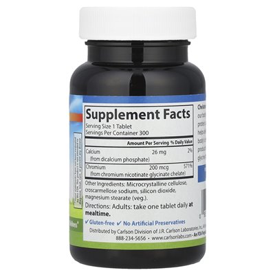 Carlson, Chelatisiertes Chrom, 200 mcg, 300 Tabletten