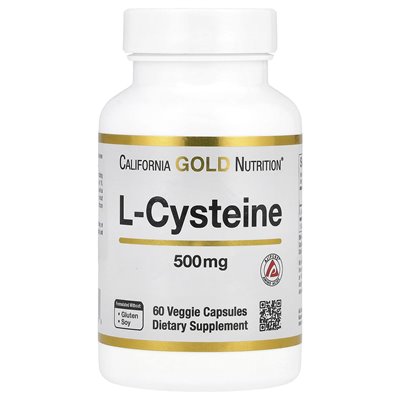 California Gold Nutrition, L-Cysteine, Ajipure®, 500 mg, 60 kapsułek warzywnych California Gold Nutrition, L-Cysteine, Ajipure®, 500 mg, 60 kapsułek warzywnych