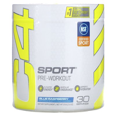 C4 / Cellucor, C4 Sport, przedtrening, niebieska malina, 7,5 uncji (213 g) C4 / Cellucor, C4 Sport, przedtrening, niebieska malina, 7,5 uncji (213 g)