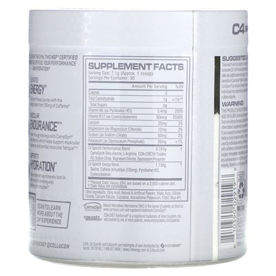 C4 / Cellucor, C4 Sport, przedtrening, niebieska malina, 7,5 uncji (213 g) C4 / Cellucor, C4 Sport, przedtrening, niebieska malina, 7,5 uncji (213 g)