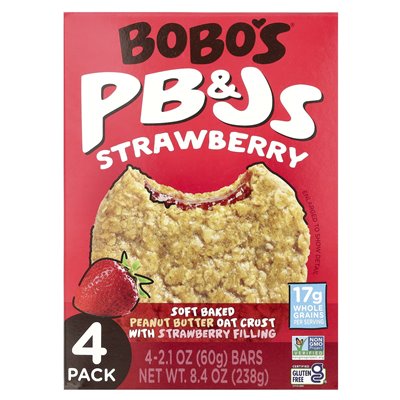 Bobo Oat Bars, PB & JS, Erdbeere, 4 Packungen, 2,1 Unzen (60 G)