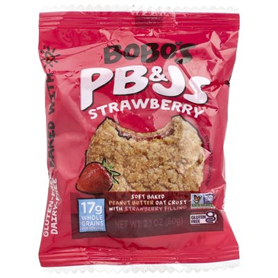 Paski owsiane Bobo, PB &amp JS, Strawberry, 4 paczki, 2,1 uncji (60 g)