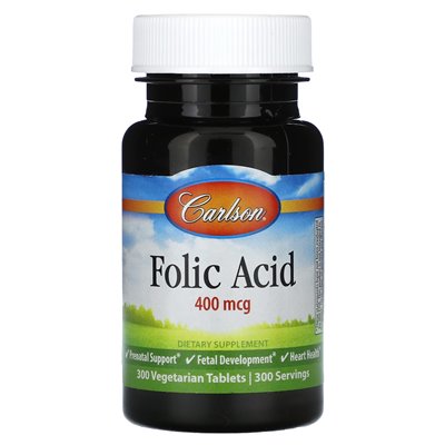 Carlson, Folic Acid, 400 mcg, 300 Vegetarian Tablets
