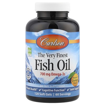 Carlson, najlepszy olej rybny, naturalny pomarańcza, 700 mg, 120 miękkich żeli (350 mg na miękki żel)