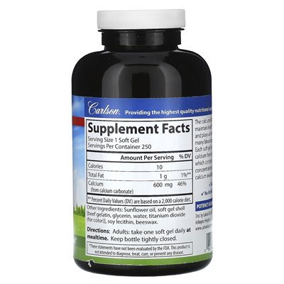 Carlson, Cal-600 Liquid Filled, 600mg, 250 Soft Gels