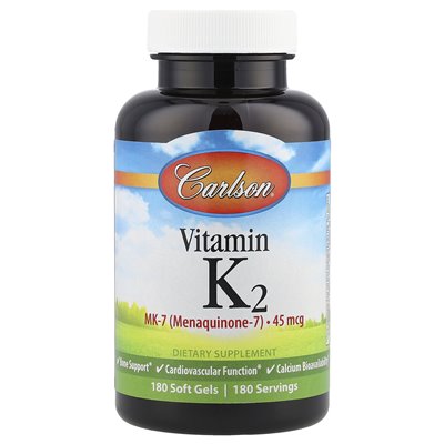 Carlson, Vitamin K2, MK-7 (Menaquinone-7), 45 McG, 180 Softgels