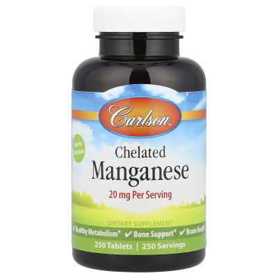 Carlson, Chelatisiertes Mangan, 20 mg, 250 Tabletten