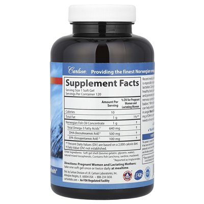 Carlson, Mother's DHA, 500 mg, 120 miękkich żeli Carlson, Mother's DHA, 500 mg, 120 miękkich żeli