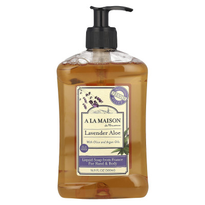 A La Maison de Provence, Płynny Mydło Do Rąk & Ciała, Lawenda Aloes, 16.9 uncji (500 ml)