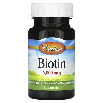 Carlson, Biotin, 5000 mcg, 50 Kapseln
