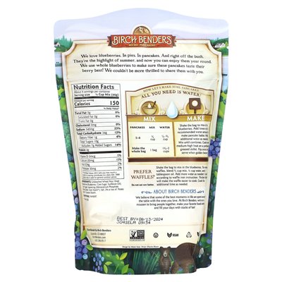 Birch Benders, Pfannkuchen- und Waffelmischung, Blaubeere, 14 oz (397 g)