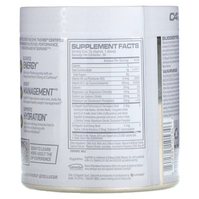 Cellucor, C4 Ripped Sport, Przedtreningowy, Arctic Snow Cone, 7.4 uncji (210 g) Cellucor, C4 Ripped Sport, Przedtreningowy, Arctic Snow Cone, 7.4 uncji (210 g)