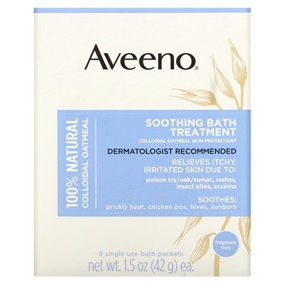 Aveeno, Łagodzące Traktowanie Kąpieli, Bezzapachowe, 8 Jednorazowych Pakietów Kąpielowych, 1,5 uncji (42 g) Każda. Aveeno, Łagodzące Traktowanie Kąpieli, Bezzapachowe, 8 Jednorazowych Pakietów Kąpielowych, 1,5 uncji (42 g) Każda.