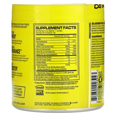 C4 / Cellucor, oryginał C4, przedtrening, owocowy poncz, 12,7 uncji (360 g) C4 / Cellucor, oryginał C4, przedtrening, owocowy poncz, 12,7 uncji (360 g)