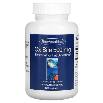 Allergy Research Group, Ochsengalle, 500 mg, 100 vegetarische Kapseln