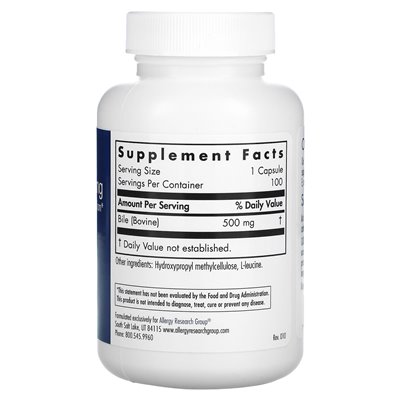 Allergy Research Group, Ochsengalle, 500 mg, 100 vegetarische Kapseln