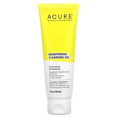 Acure, rozjaśniający żel oczyszczający, 4 fl oz (118 ml)
