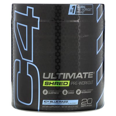 C4 / Cellucor, C4 Ultimate Shred, Pre-Tracout, Ice Blue Razz, 11,1 uncji (316 g)