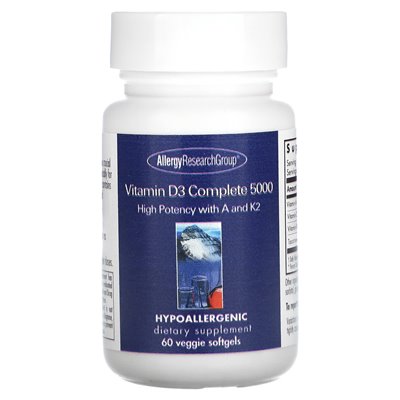Allergy Research Group, Vitamin D3 Complete 5000, 60 Vegetarian Soft