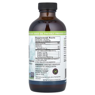 Amazing Herbs, Premium Black Seed™, 100% Pure Cold Pressed Black Cumin Seed Oil, 8 Flor (240 ml)